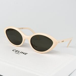 Celine THIN Women Sunglasses Ivory Khaki Cat Eye CL40264U 25N BRAND NEW